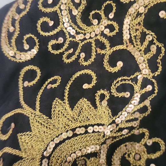 le chateau Vintage Black Skirt Gold Embroidery Sequin Embellishment Size 5/6 - Picture 9 of 9